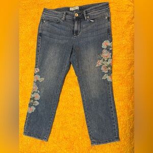 J Jill Embroidered Crop Denim pants.